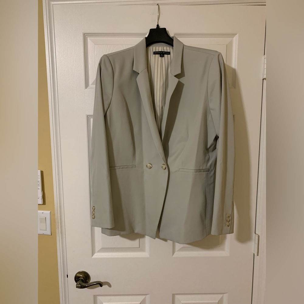 ANTONIO‎ MELANI Tailored Quiet Luxury Structured Notched Lapels Tan Blazer, 14